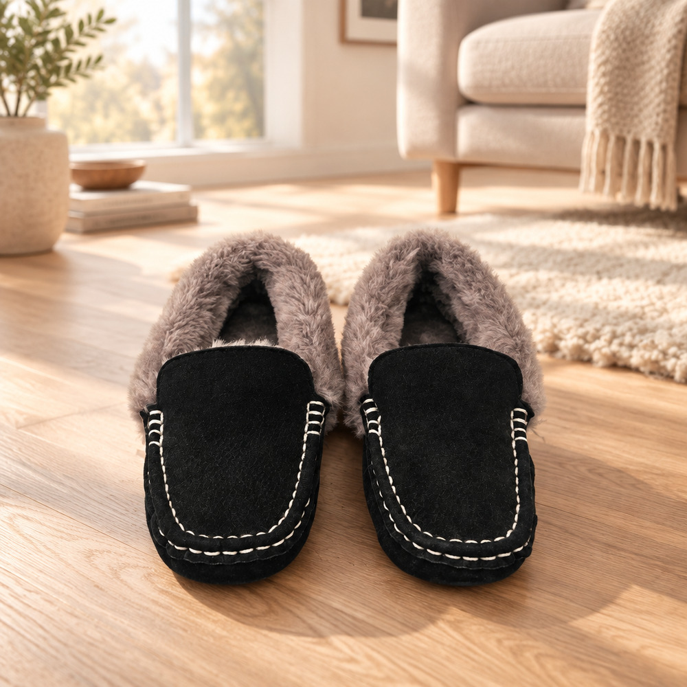 NWT Lamo Womens Suede Moccasin Faux Fur Slippers Driving Shoes Size 8